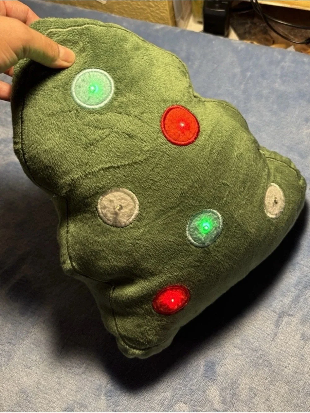 Christmas Tree Shaped Decorative Plush Pillow Green Red Fabric Ornaments